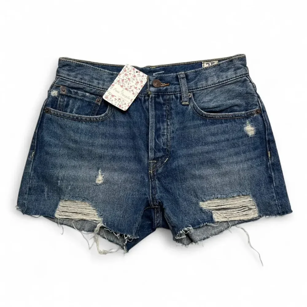 We The Free Free People Denim Shorts distressed detail women’s size 25 NWT